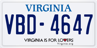 VA license plate VBD4647