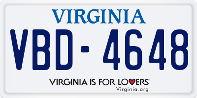 VA license plate VBD4648