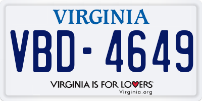 VA license plate VBD4649