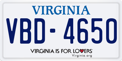 VA license plate VBD4650