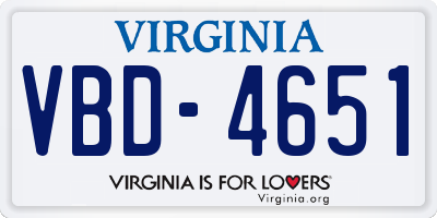 VA license plate VBD4651