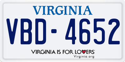 VA license plate VBD4652