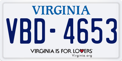 VA license plate VBD4653