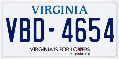 VA license plate VBD4654