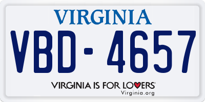 VA license plate VBD4657