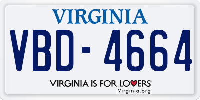 VA license plate VBD4664