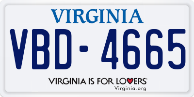 VA license plate VBD4665