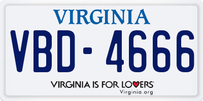 VA license plate VBD4666