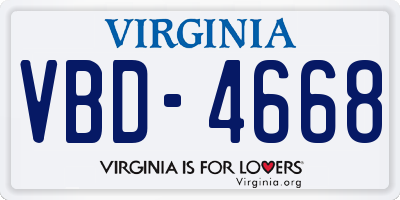 VA license plate VBD4668