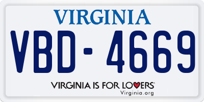 VA license plate VBD4669