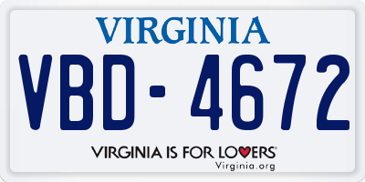 VA license plate VBD4672