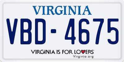 VA license plate VBD4675