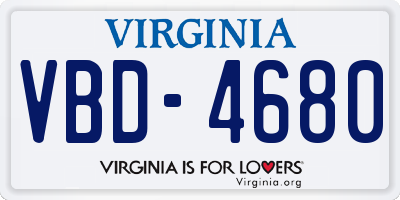 VA license plate VBD4680
