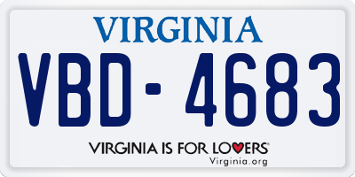 VA license plate VBD4683
