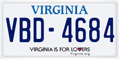 VA license plate VBD4684