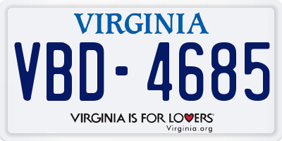 VA license plate VBD4685
