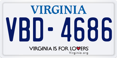 VA license plate VBD4686