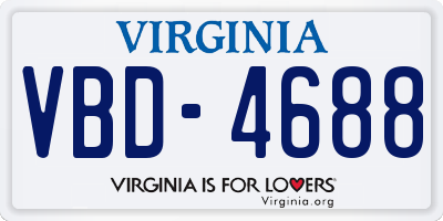 VA license plate VBD4688
