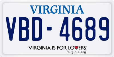 VA license plate VBD4689