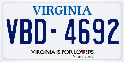 VA license plate VBD4692