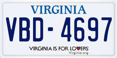 VA license plate VBD4697