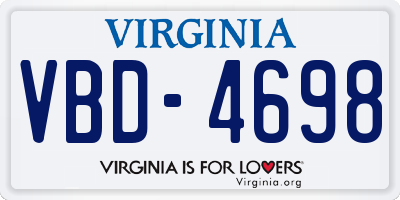 VA license plate VBD4698