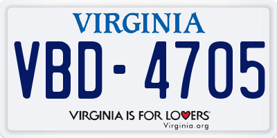 VA license plate VBD4705