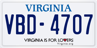 VA license plate VBD4707