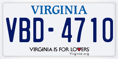 VA license plate VBD4710