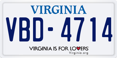 VA license plate VBD4714