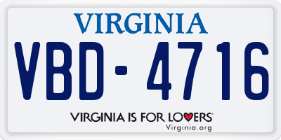 VA license plate VBD4716