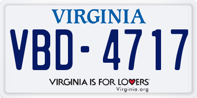 VA license plate VBD4717
