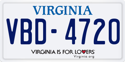 VA license plate VBD4720