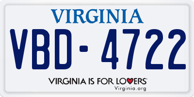 VA license plate VBD4722