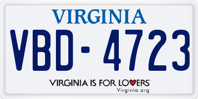 VA license plate VBD4723