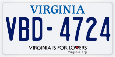 VA license plate VBD4724