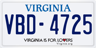 VA license plate VBD4725