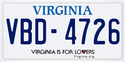 VA license plate VBD4726