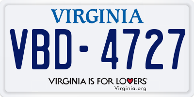 VA license plate VBD4727