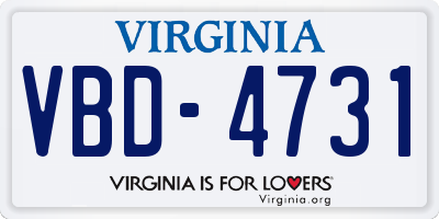 VA license plate VBD4731