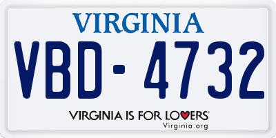 VA license plate VBD4732