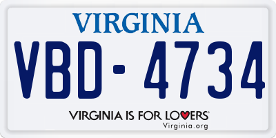 VA license plate VBD4734