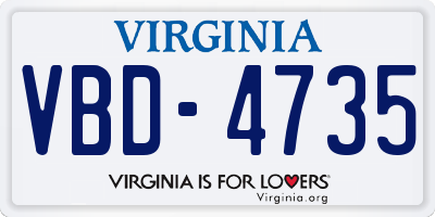 VA license plate VBD4735