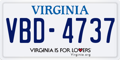 VA license plate VBD4737