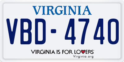 VA license plate VBD4740