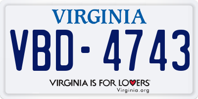 VA license plate VBD4743