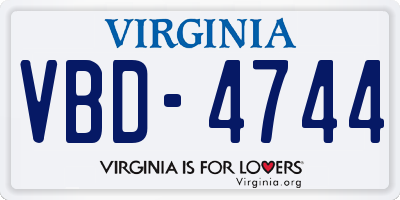 VA license plate VBD4744