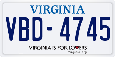 VA license plate VBD4745