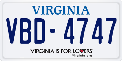 VA license plate VBD4747