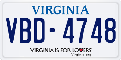 VA license plate VBD4748